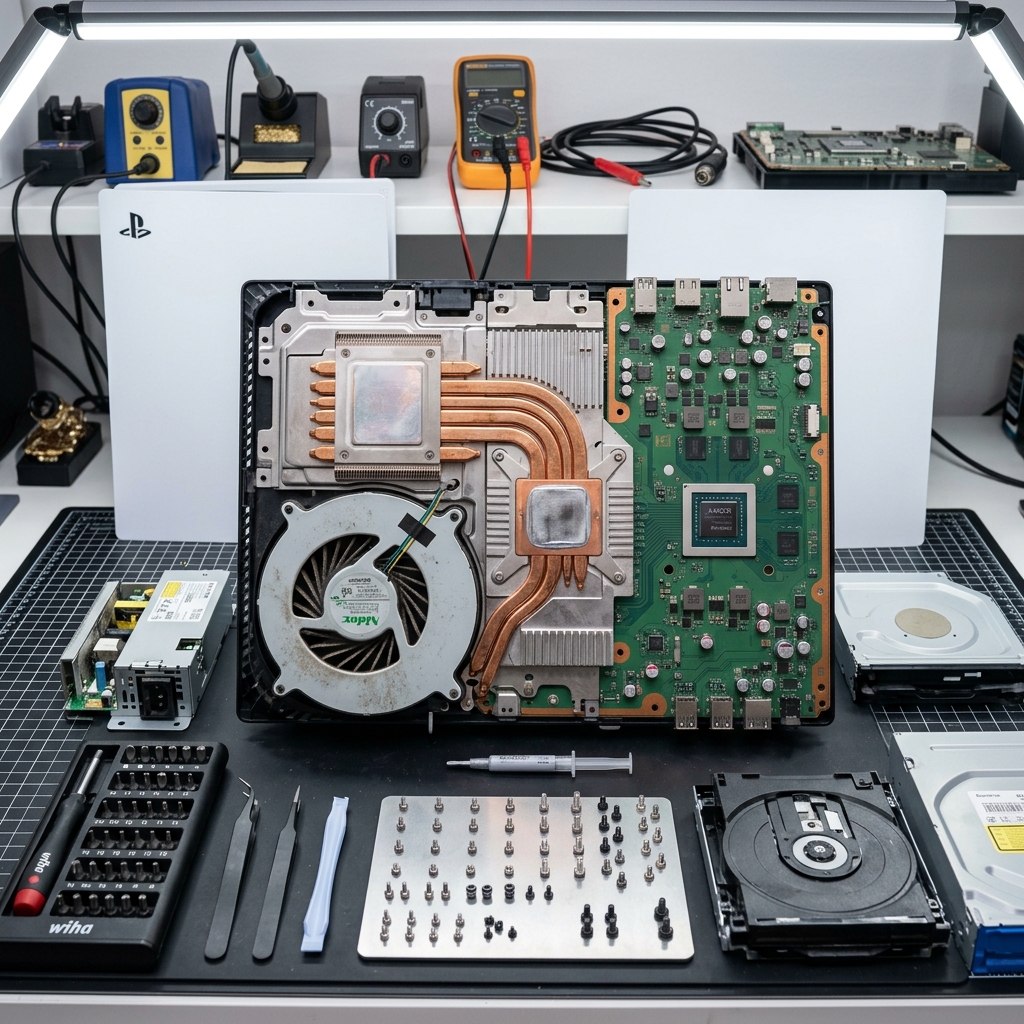 PlayStation 5 Desarmada y placa madre expuesta